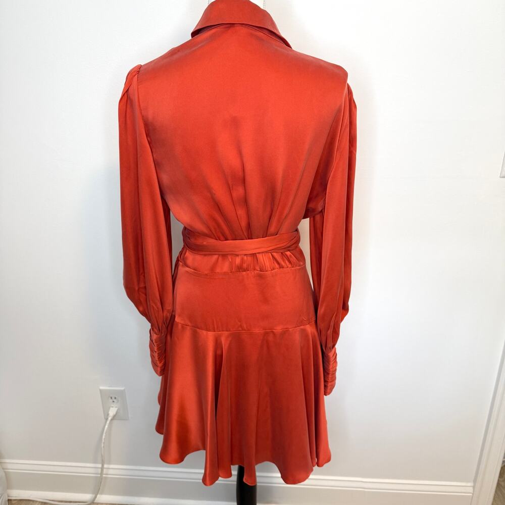 ZIMMERMANN Silk Wrap Long Sleeve Mini Dress In Crimson Size 10 New - Picture 11 of 16